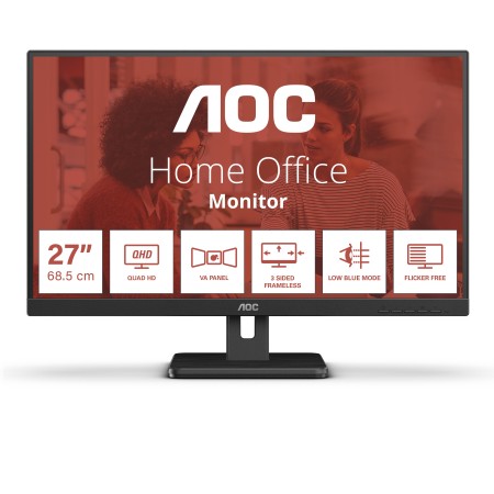 AOC E3 Q27E3UAM monitor de ecrã 68,6 cm (27") 2560 x 1440 pixels Quad HD Preto