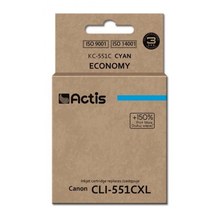 Actis KC-551C ink for Canon printer- Canon CLI-551C replacement- Standard- 12 ml- cyan (with chip)