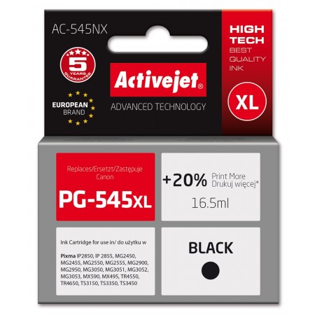 Activejet AC-545NX Ink (replacement for Canon PG-545XL- Supreme- 16.5ml- Black)