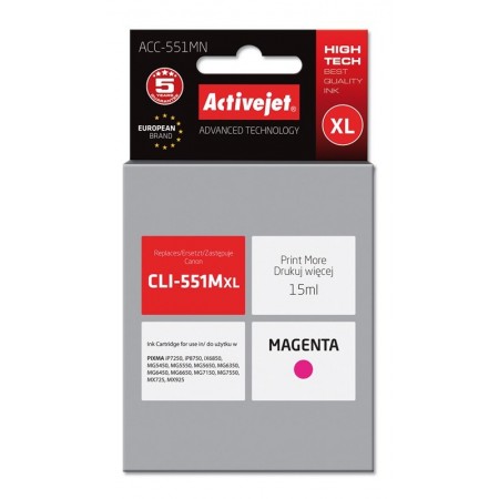 Activejet ACC-551MN Ink cartridge (replacement for Canon CLI-551M- Supreme- 15 ml- magenta)