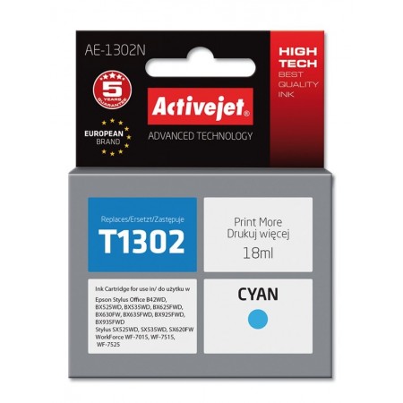 Activejet AE-1302N Ink (replacement for Epson T1302- Supreme- 18 ml- cyan)