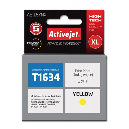 Activejet AE-16YNX Ink cartridge (replacement for Epson 16XL T1634- Supreme- 15 ml- yellow)