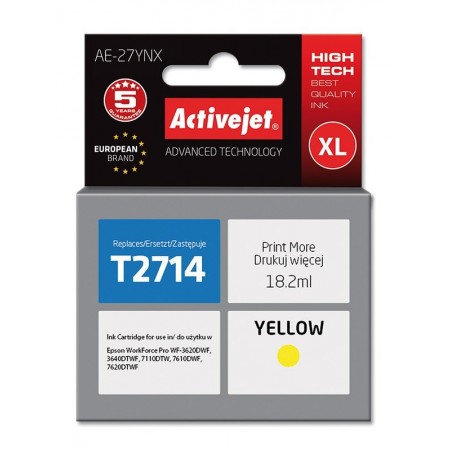 Activejet AE-27YNX Ink cartridge (replacement for Epson 27XL T2714- Supreme- 18 ml- yellow)