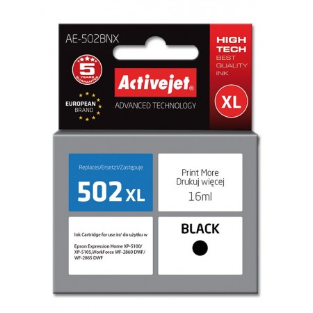 Activejet AE-502BNX ink (replacement for Epson 502XL W14010- Supreme- 16 ml- black)