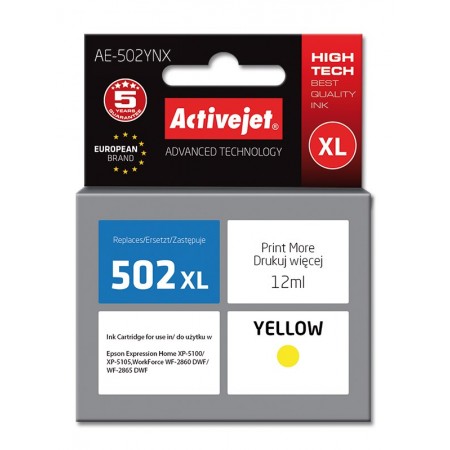 Activejet AE-502YNX ink (replacement for Epson 502XL W44010- Supreme- 12 ml- yellow)