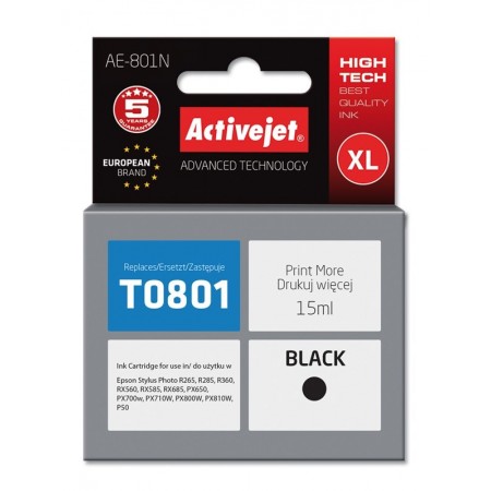 Activejet AE-801N ink (replacement for Epson T0801- Supreme- 15 ml- black)