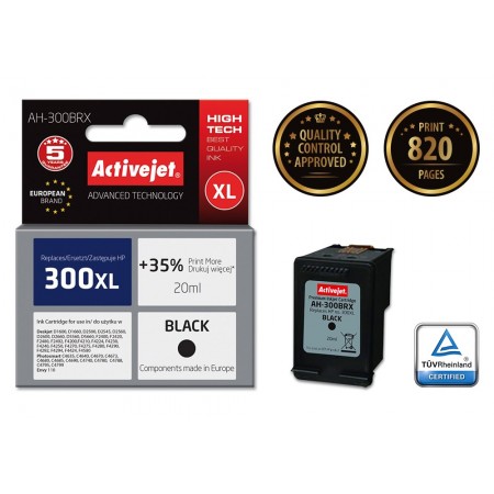 Activejet AH-300BRX Ink (replacement for HP 300XL CC641EE- Premium- 20 ml- black)