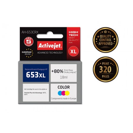 Activejet AH-653CRX ink (replacement for HP 652 F6V24AE- Premium- 320 pages- color)