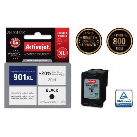 Activejet AH-901BRX Ink (replacement for HP 901XL CC654AE- Premium- 20 ml- black)