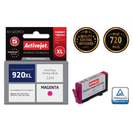 Activejet AH-920MCX Ink Cartridge (replacement for HP 920XL CD973AE- Premium- 12 ml- magenta)