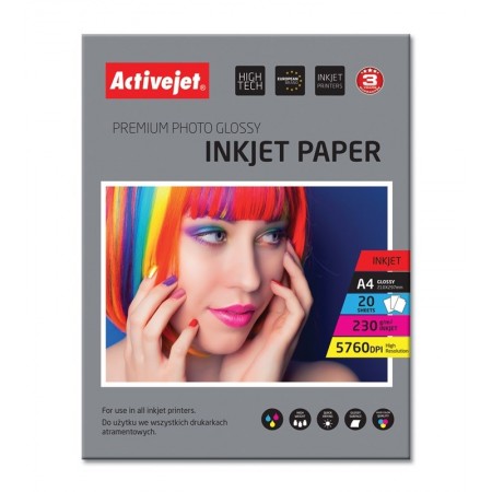 Activejet AP4-230G20 photo paper for ink printers- A4- 20 pcs