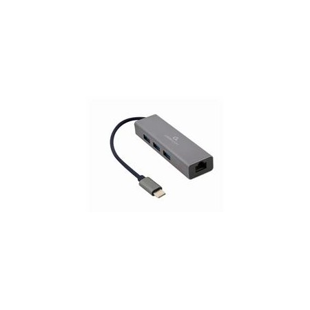 Gembird A-CMU3-LAN-01 USB-C Gigabit network adapter with 3-port USB 3.1 hub