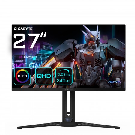 GIGABYTE AORUS FO27Q2 monitor de ecrã 68,6 cm (27") 2560 x 1440 pixels Quad HD OLED Preto