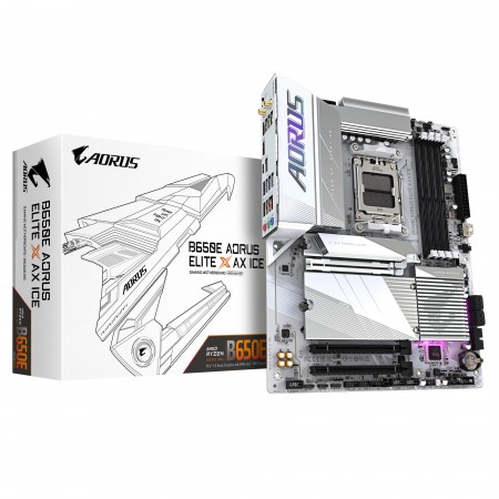 GIGABYTE B650E AORUS ELITE X AX ICE AMD B650 Ranhura AM5 ATX