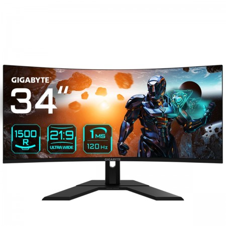 GIGABYTE GS34WQC monitor de ecrã 86,4 cm (34") 3440 x 1440 pixels Wide Quad HD LCD Preto