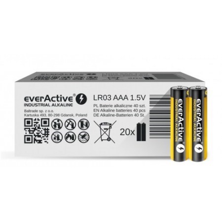 Alkaline batteries everActive Industrial Alkaline LR03 AAA  - carton box - 40 pieces