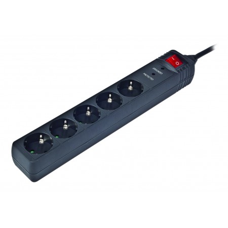 Gembird SPG5-C-10 surge protector Black 5 AC outlet(s) 250 V 3 m