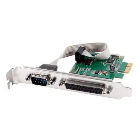 Gembird PEX-COMLPT-01 COM serial port + LPT port PCI-Express add-on card, with extra low-profile bracket