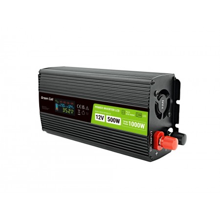 Green Cell PowerInverter LCD 12V 500W/10000W car inverter with display - pure sine wave