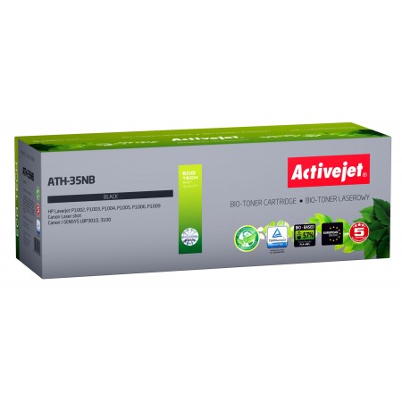 BIO Activejet ATH-35NB toner for HP, Canon printers, Replacement HP 35A CB435A, Canon CRG-712- Supreme- 1800 pages- black. ECO 