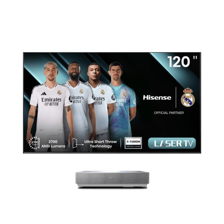 Hisense 120L5HA TV de projeção Projetor de ultra curta distância 2700 ANSI lumens DLP UHD 4K (3840x2160) Prateado, Branco