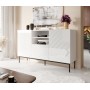 ABETO chest of drawers on black steel frame 150x42x90 white/gloss white