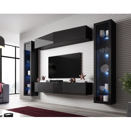 Cama Living room cabinet set VIGO SLANT 8 black/black gloss