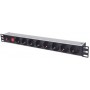 Intellinet 19" 1U Rackmount 8-Way Power Strip - German Type, With On/Off Switch and Overload Protection, 3m Power Cord (Euro 2-