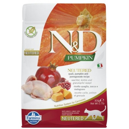 FARMINA N&D Pumpkin Cat Quail and Pomegranate Neutered Adult - dry cat food - 300 g