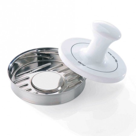 GEFU SPARK hamburger press Stainless steel, White Porcelain, Stainless steel