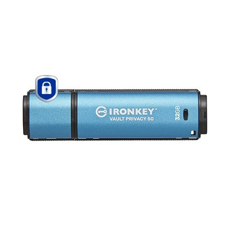 Kingston Technology IronKey Vault Privacy 50 unidade de memória USB 32 GB USB Type-A 3.2 Gen 1 (3.1 Gen 1) Preto, Azul