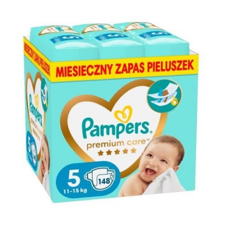 Pampers Premium Protection Size 5, Nappy x148, 11kg-16kg