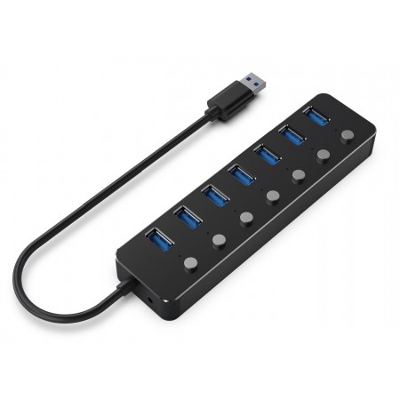 Gembird UHB-U3P7P-01  7-port USB 3.1 (Gen 1) hub with switches, black