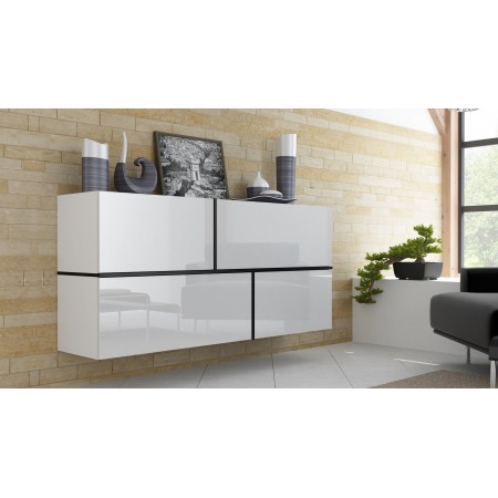 Cama sideboard GOYA 170/40/80 white/white gloss+black