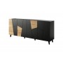 ETNA chest of drawers 200x42x82 black matt + oak craft