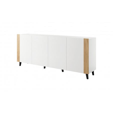 FARO chest of drawers 200x42x82 white matt + oak craft