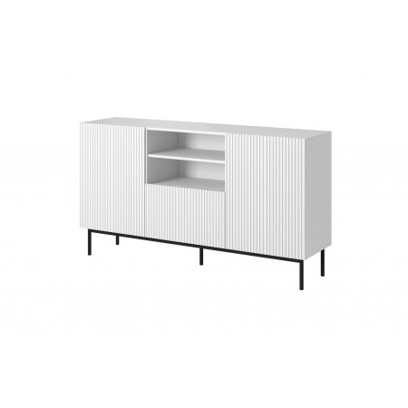 PAFOS chest of drawers on a black steel frame 150x40x90 cm white matt