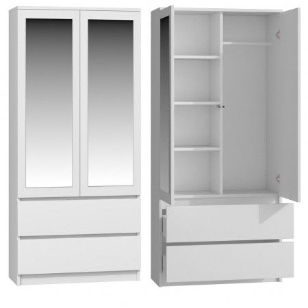 Topeshop SS-90 BIEL LUSTRO bedroom wardrobe/closet 5 shelves 2 door(s) White