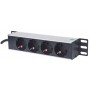 Intellinet 10" 1U Rackmount 4-Way Power Strip - German Type", With Power Indicator, No Surge Protection, 1.8m Power Cord