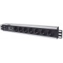 Intellinet 19" 1.5U Rackmount 7-Way Power Strip - German Type", With Surge Protection, 3m Power Cord