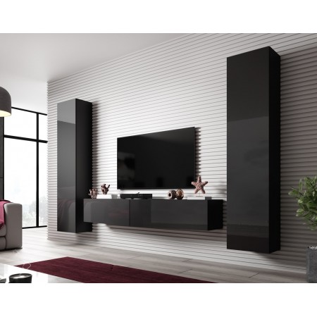 Cama Living room cabinet set VIGO SLANT 2 black/black gloss