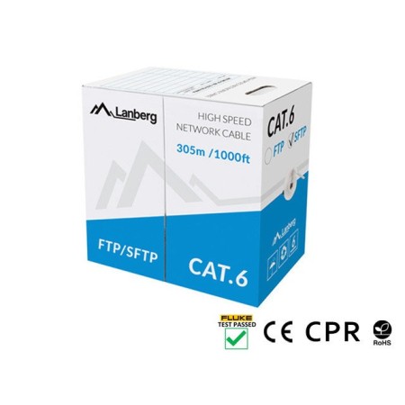 Lanberg LCS6-11CU-0305-S networking cable 305 m Cat.6 SFTP CPR+ Fluke passed Gray
