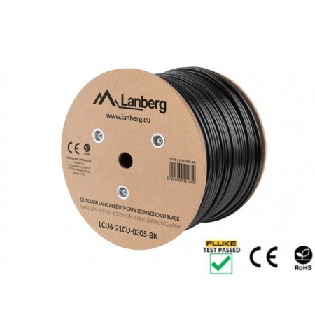 Lanberg LCU6-21CU-0305-BK networking cable Black 305 m Cat6 U/UTP (UTP) outdoor