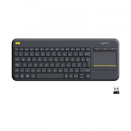 Logitech K400 Plus Tv teclado Universal RF Wireless QWERTY Estados Unidos (Internacional) Preto