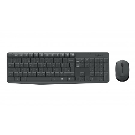 Logitech MK235 teclado Rato incluído Casa USB QWERTY Estados Unidos (Internacional) Cinzento