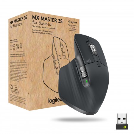 Logitech MX Master 3s for Business rato Escritório Mão direita RF Wireless + Bluetooth Laser 8000 DPI