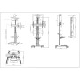 Manhattan 461245 Supporti a parete per TV 177,8 cm (70") Pavimento Nero, Argento