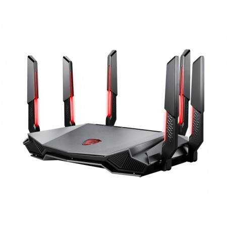 MSI RADIX AXE6600 WIFI 6E TRI-BAND router sem fios Gigabit Ethernet Dual-band (2,4 GHz   5 GHz) Preto, Vermelho