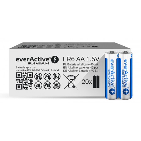 Alkaline batteries everActive Blue Alkaline LR5 AA  - carton box - 40 pieces, limited edition