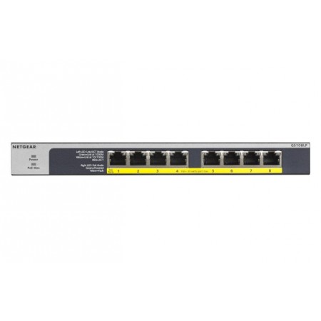 NETGEAR GS108LP Não-gerido Gigabit Ethernet (10 100 1000) Power over Ethernet (PoE) 1U Preto, Cinzento